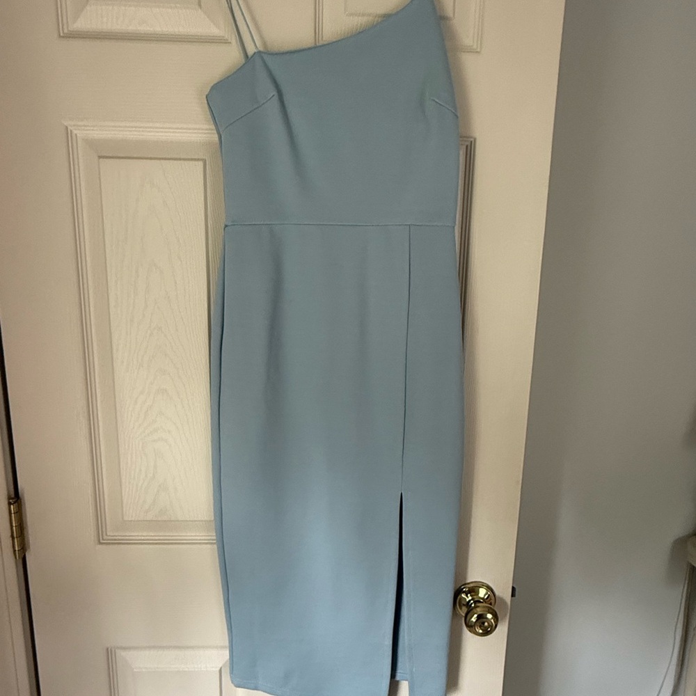 Beginning Boutique Blue Asymmetrical Sheath Dress